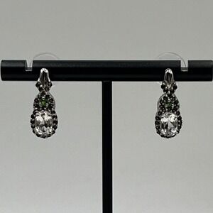 Chuck Clemency STS Sterling Chrome Diopside Quartz Crystal Teardrop Earrings